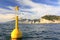 Yellow buoy on sea, portovenere, la spezia, italy