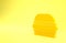 Yellow Burger icon isolated on yellow background. Hamburger icon. Cheeseburger sandwich sign. Fast food menu. Minimalism