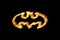 Yellow Burning Flames Effect on Batman Icon Logo against black background