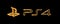 Yellow Burning Flames Effect on Sony PlayStation PS4 Icon Logo against black background