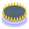 Yellow burning gas stove icon, isometric style