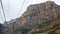 Yellow cable car in the Aeri de Montserrat rise to de Montserrat Abbey near Barcelona, Spain, Catalonia.