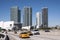 Yellow cabs on the bridge in Miami