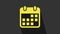 Yellow Calendar icon isolated on grey background. 4K Video motion graphic animation