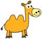 A yellow camel standing and smiling