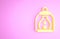 Yellow Camping lantern icon isolated on pink background. Minimalism concept. 3d illustration 3D render