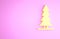 Yellow Canadian spruce icon isolated on pink background. Forest spruce. Minimalism concept. 3d illustration 3D render
