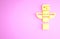 Yellow Canadian totem pole icon isolated on pink background. Minimalism concept. 3d illustration 3D render