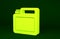 Yellow Canister for motor machine oil icon isolated on green background. Oil gallon. Oil change service and repair
