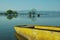 Yellow canoe on the lake