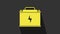 Yellow Car battery icon isolated on grey background. Accumulator battery energy power and electricity. Lightning bolt