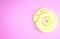 Yellow Car brake disk with caliper icon isolated on pink background. Minimalism concept. 3d illustration 3D render