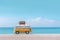 Yellow car van with luggage for summer holidays in beach. Generative AI