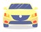 Yellow car vector template on white background. Business sedan isolated. Automobile front view