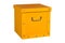 Yellow cardboard box, isolated.