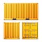 Yellow Cargo Container Vector. Realistic Metal Classic Cargo Container. Freight Shipping Concept. Logistics
