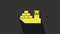 Yellow Cargo ship icon isolated on grey background. 4K Video motion graphic animation