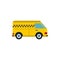 Yellow cargo taxi car icon, flat style