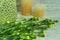 Yellow carnations with candles