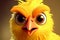 Yellow cartoon chicken close-up