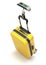Yellow case on digital electronic luggage weight scale