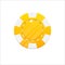 Yellow casino chip cartoon style isolated