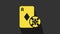 Yellow Casino chip and playing cards icon isolated on grey background. Casino poker. 4K Video motion graphic animation