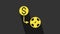 Yellow Casino chips exchange on dollar icon isolated on grey background. 4K Video motion graphic animation