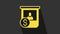 Yellow Casino chips exchange on stacks of dollars icon isolated on grey background. 4K Video motion graphic animation
