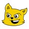 Yellow cat head smiling grinning, doodle icon drawing