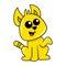 Yellow cat laughing funny wants to be petted, doodle icon image kawaii