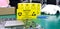 The yellow CAUTION label for Electrostatic Sensitive Devices ESD on static free workstation