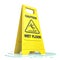 Yellow caution slippery wet floor sign 3D