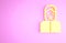 Yellow Censor and freedom of speech concept icon isolated on pink background. Media prisoner and human rights concept