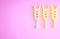 Yellow Cereals set with rice, wheat, corn, oats, rye, barley icon isolated on pink background. Ears of wheat bread