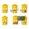 Yellow chalk Programmer cute cartoon character with