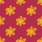 Yellow chamomile flowers seamless pattern on red backgroynd. Geometric daisy pattern