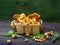 Yellow chanterelle in basket