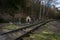 Yellow chapels next to train tracks in the forest