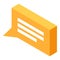 Yellow chat bubble icon, isometric style