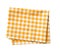 Yellow checkered folded cloth isolated,kitchen picnic towel