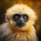 Yellow-cheeked Gibbon Nomascus gabriellae detail of wild monkey. Art view of beautiful animal