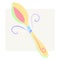 Yellow children simple colorful spoon with violet curls
