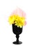 Yellow chrysanthemum and pink flamingo flowers in vase isolated