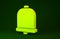 Yellow Church bell icon isolated on green background. Alarm symbol, service bell, handbell sign, notification symbol