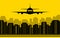 Yellow city background with plane