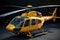 Yellow civil business helicopter on a dark background. AI generated.