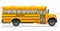 Yellow classic school bus. Side view. American education. Three-dimensional image with carefully traced details.