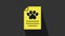 Yellow Clipboard with medical clinical record pet icon isolated on grey background. Health insurance form. Medical check