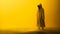 Yellow Cloaked Figure: A Misty Gothic Hip-hop Exploration